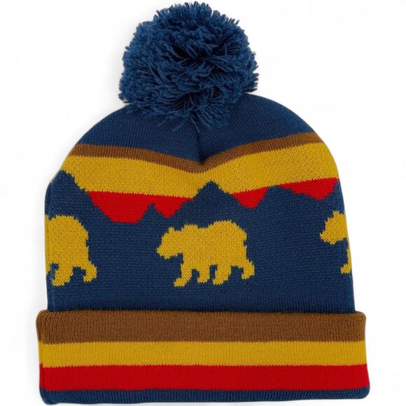 NEW Pendleton Retro Bear Cuffed Beanie Blue/Yellow/Red OS - Picture 3 of 9